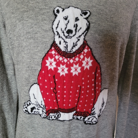 Talbots polar bear Christmas sweater size medium - Picture 3 of 12